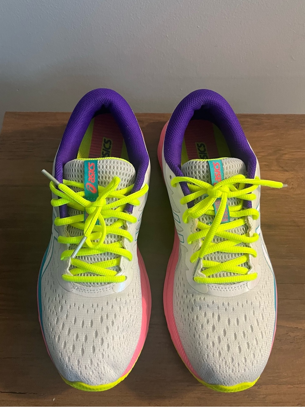 ASICS Women's White Running Shoes with Neon Yellow, Pink & Teal Accents - Picture 10 of 10